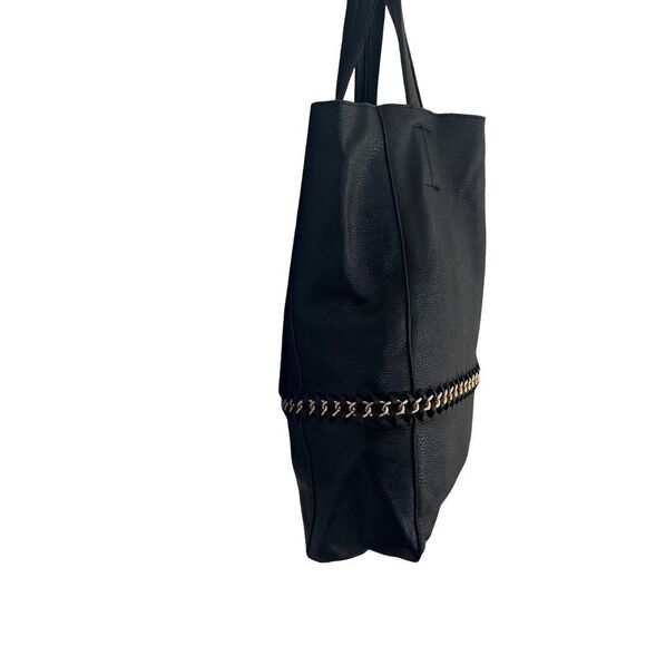 VTG Le Chateau Black Pebble Leather Chain Link Bucket Shoulder Bag Purse - Picture 9 of 11